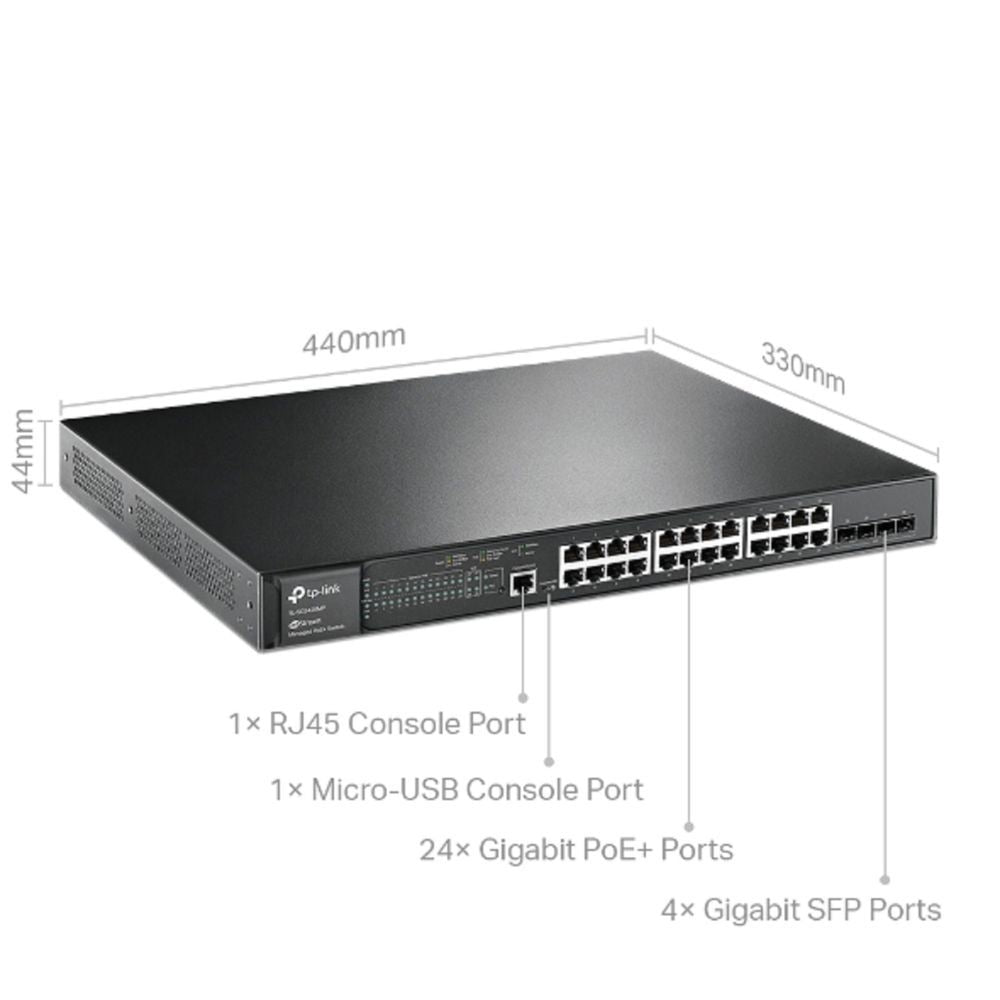 TL-SG3428MP - TP-Link JetStream 28-Port Gigabit L2+ Managed Switch with 24-Port PoE+