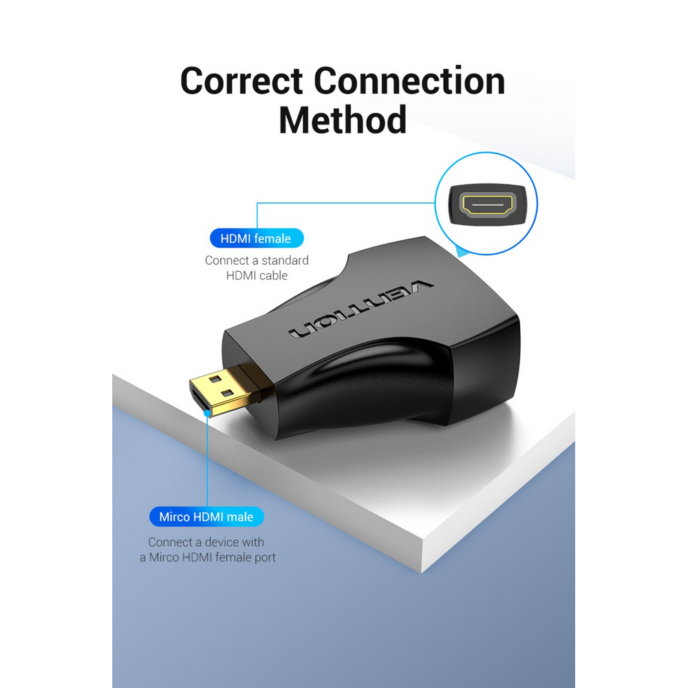 VEN-AITB0 - Vention Micro HDMI Male to HDMI Female Adapter Black