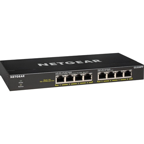 Netgear GS308PP Ethernet Switch - 8 Ports - 2 Layer Supported