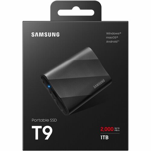MU-PG1T0B/WW - Samsung T9 1 TB Portable Solid State Drive - External - Black - Notebo