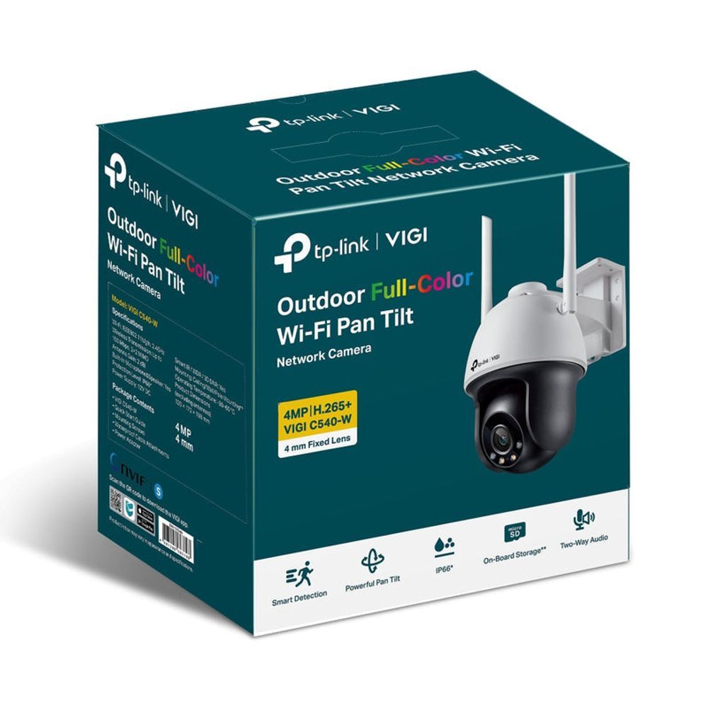 TL-VIGIC540-W(4MM) - TP-Link VIGI C540-W (4mm) 4MP Outdoor Full-Colour Wi-Fi Pan Tilt Network Camera