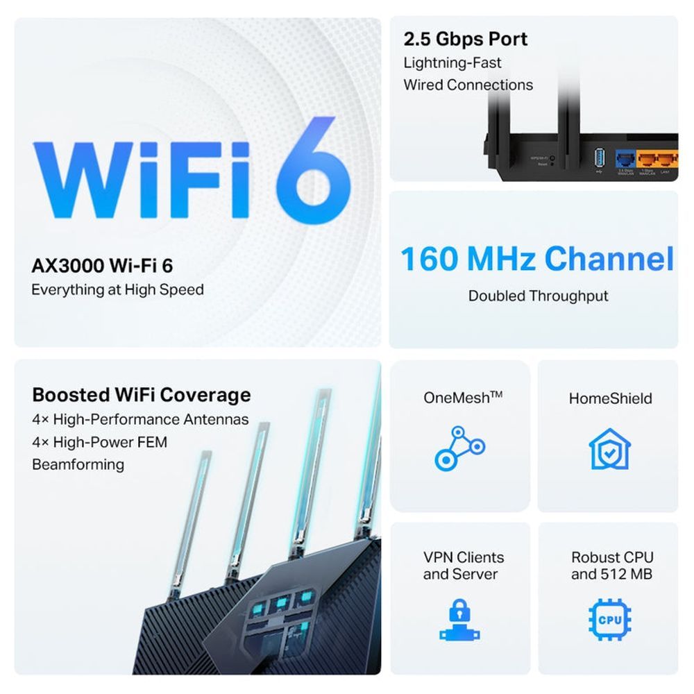 TL-ARCHERAX55PRO - TP-Link ARCHER AX55 PRO AX3000 Dual-Band Wi-Fi 6 Router