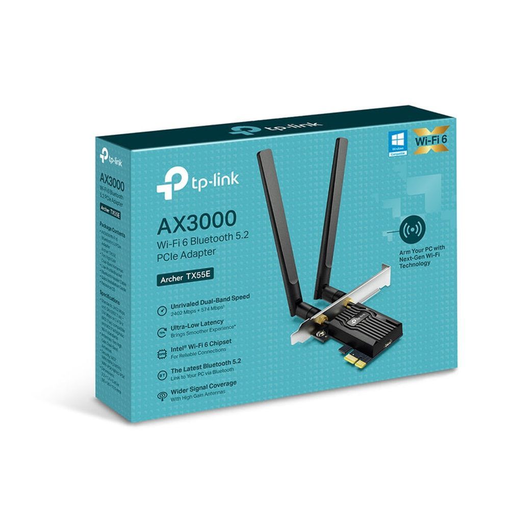 TL-ARCHERTX55E - TP LINK Archer TX55E AX3000 Wi-Fi 6 Bluetooth 5.2 PCIe Adapter