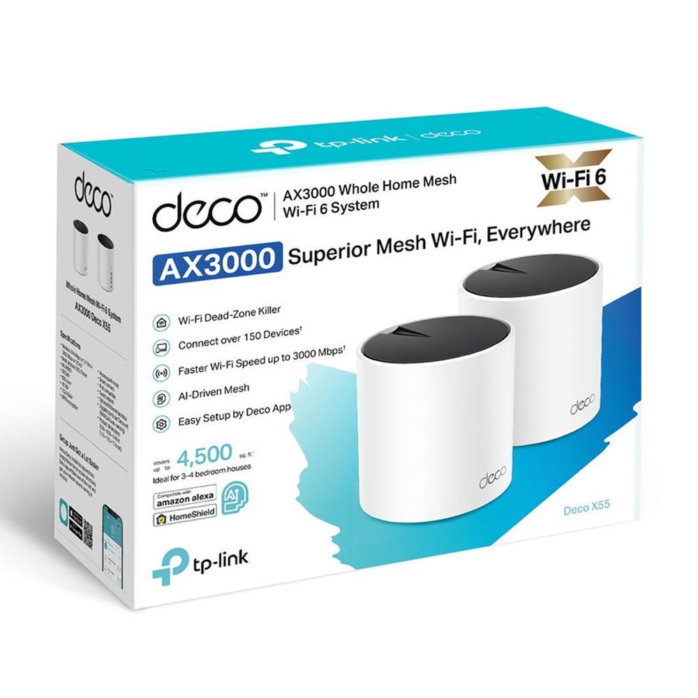 TL-DECOX55-2P - TP-LinkAX3000 Whole Home Mesh WiFi 6 System Deco X55(2-pack)
