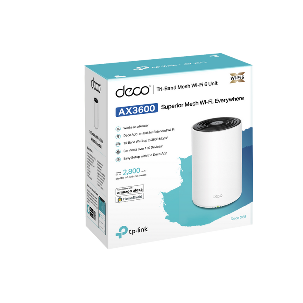 TL-DECOX68-1P - TP-Link Deco X68 AX3600 Whole Home Mesh WiFi 6 Router 1-Pack