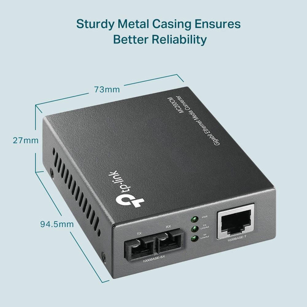 TL-MC200CM - TP-Link Gigabit Ethernet Media Converter (SC, multi-mode) Extends Up to 550 meters