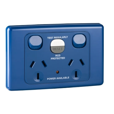 Socket Outlets Switched 10 Amp 250Va.c. with Residual Current Device (RCD) 230- 240Va.c. 20 Amp 10mA or 30mA Dark Blue - Socket Outlets Switched