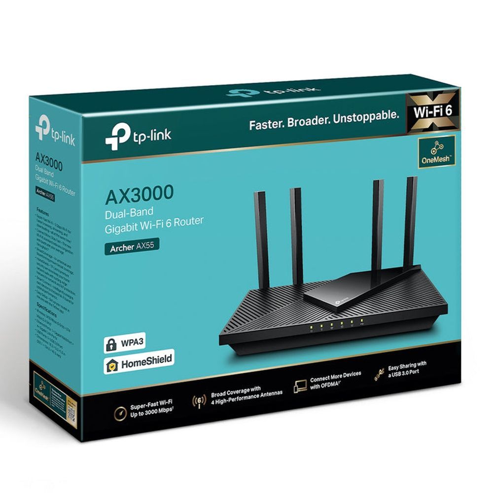 TL-ARCHERAX55 - TP-Link Archer AX55, AX3000 Dual Band Gigabit Wi-Fi 6 Router