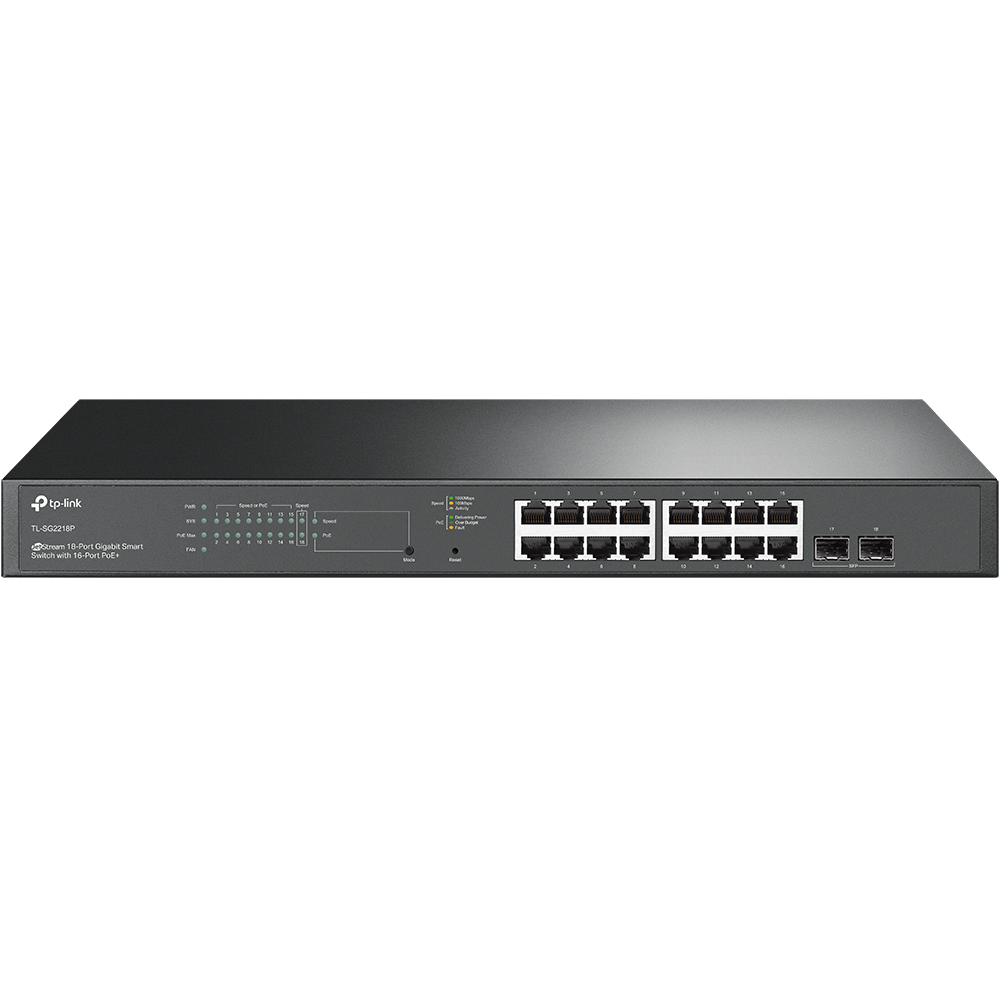 TL-SG2218P - TP-Link JetStream 18-Port Gigabit Smart Switch with 16-Port PoE+