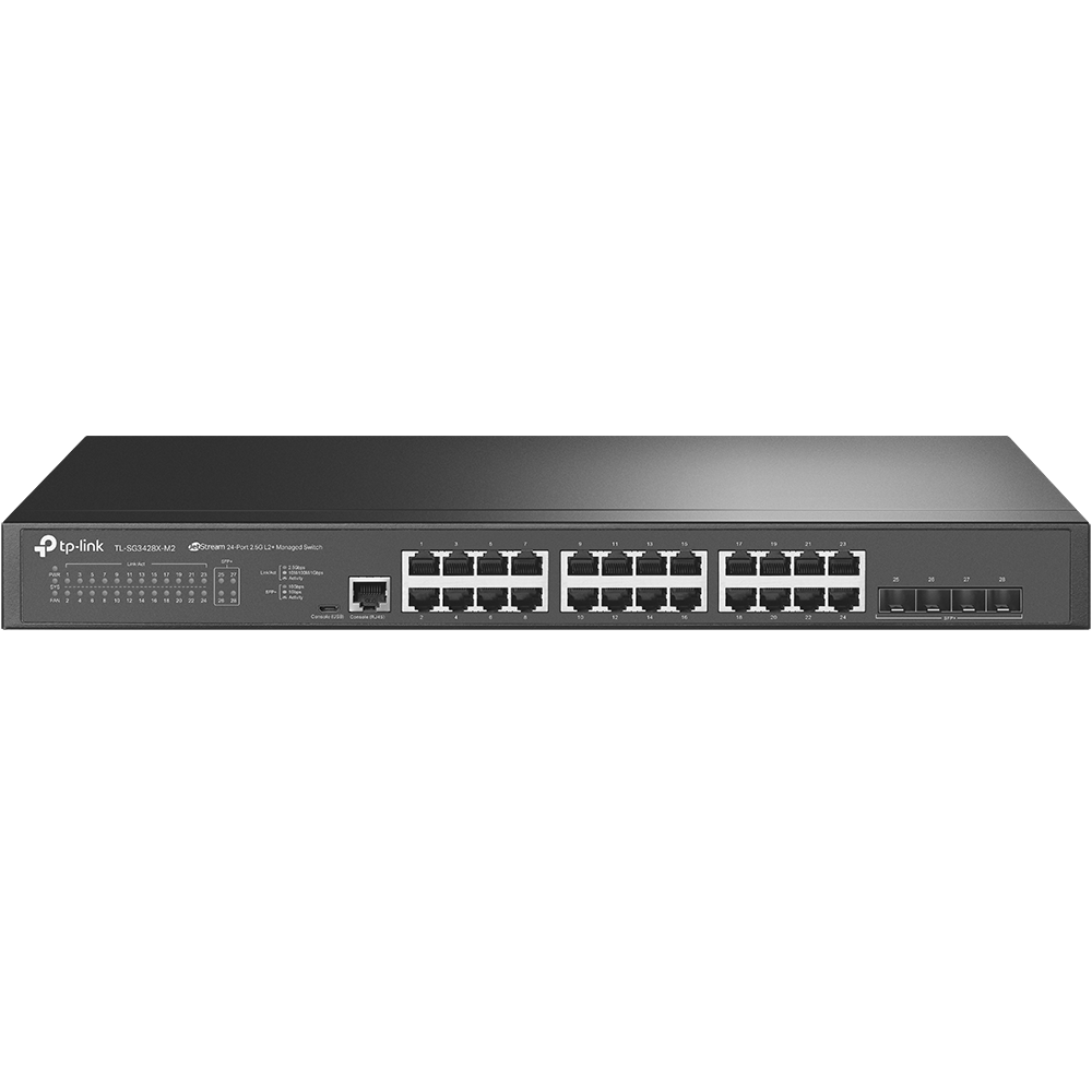 TL-SG3428X-M2 - TP-Link JetStream 24-Port 2.5GBASE-T L2+ Managed Switch with 4 10GE SFP+ Slots