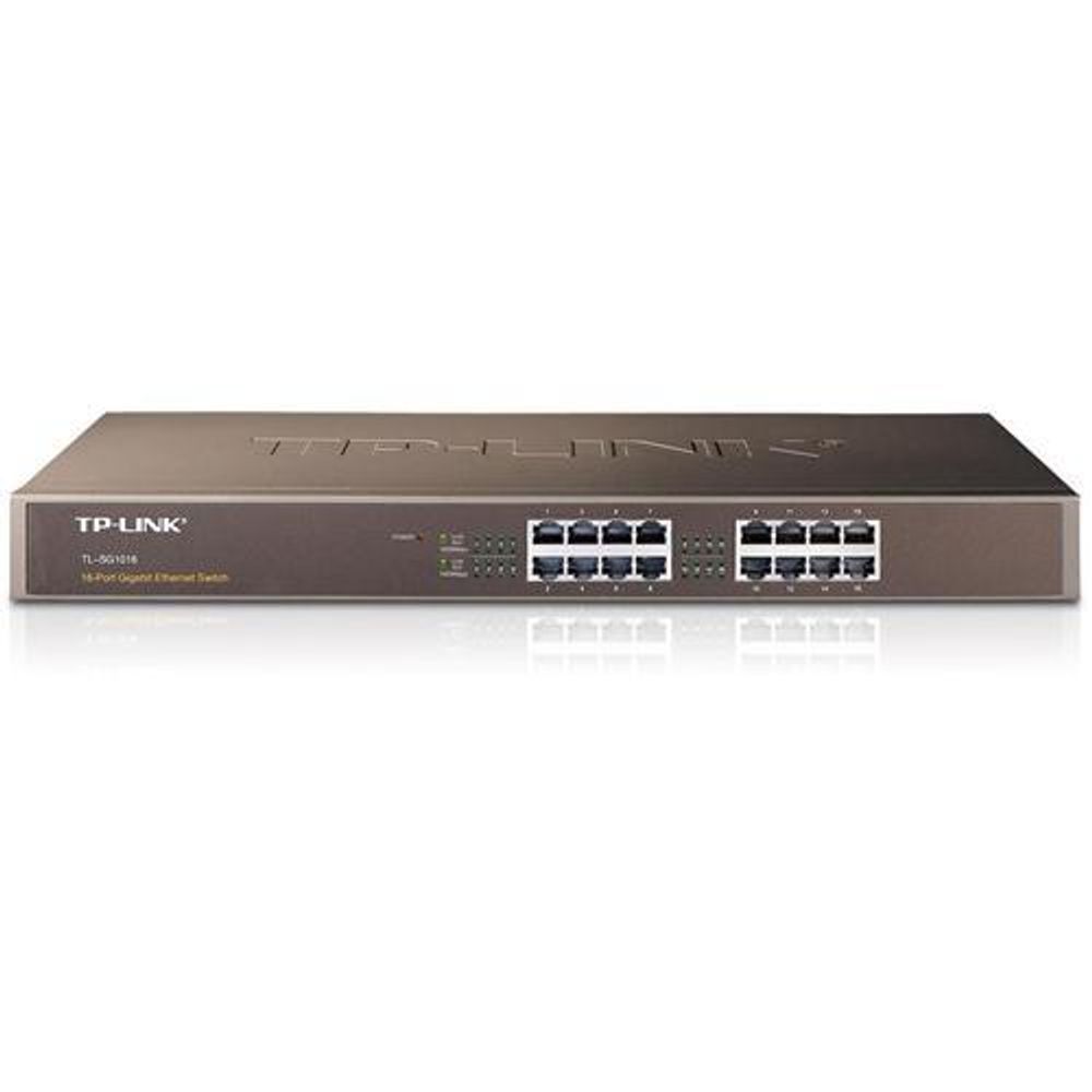 TL-SG1016 - TP-Link 16 Port Gigabit Switch (10/100/1000) Metal 19" Rackmountable (Brackets Included)